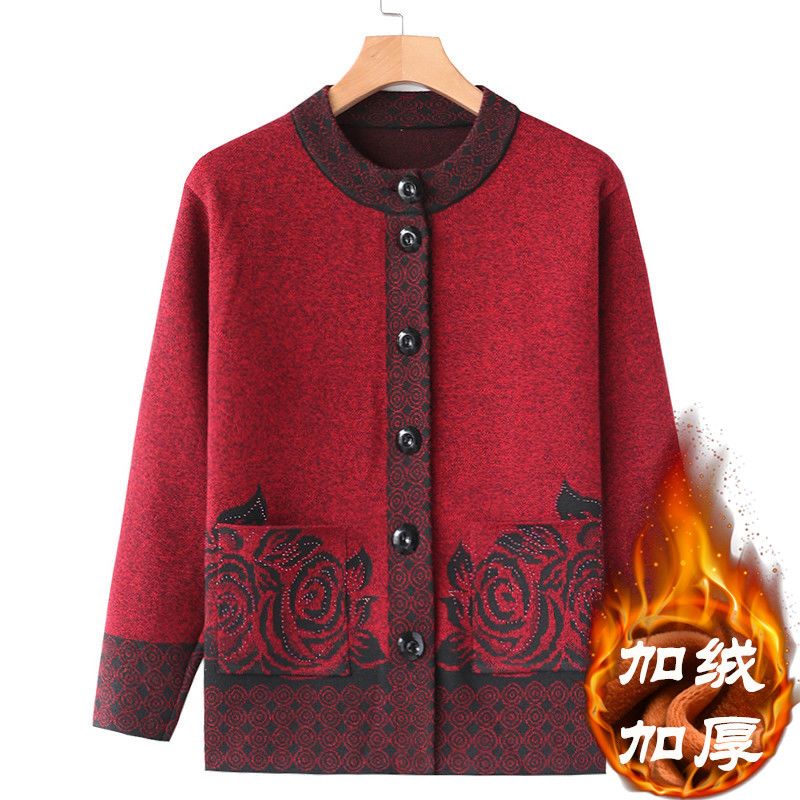 中老年开衫加绒妈妈女装