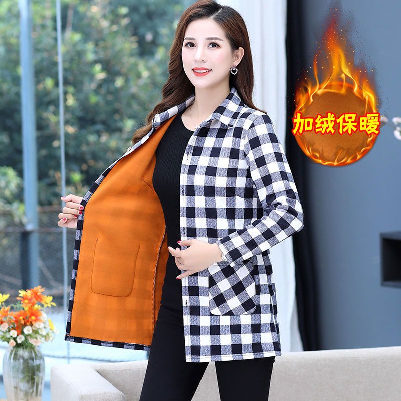 中老年女春秋衬衫中长款