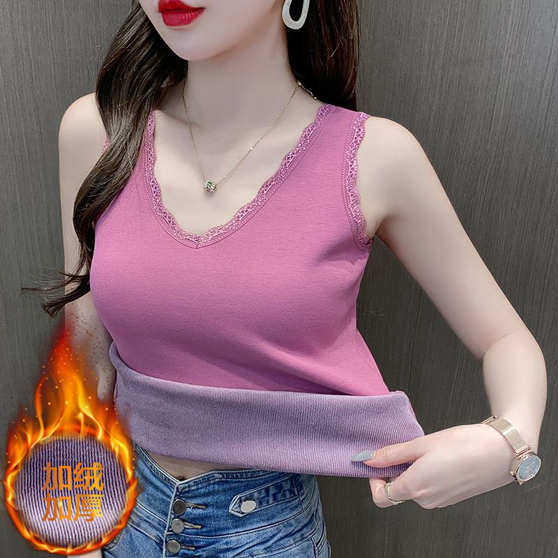 高品质一体绒保暖背心女