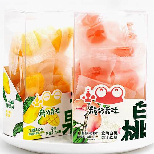 哆比旅行青蛙Q弹水果软糖芒果白桃果汁糖果喜糖休闲零