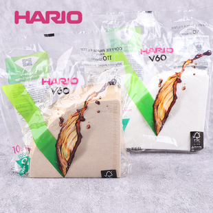 HARIO日本进口手冲咖啡滤纸V60滴滤扇形滤纸VCF 0102原木漂白滤纸