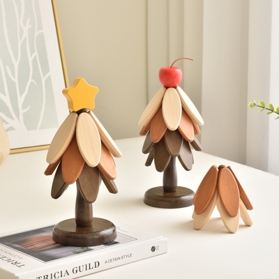 圣诞树实木一棵树隔热餐垫