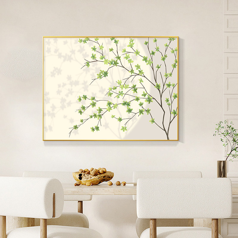 斯堪的纳维亚风格餐厅装修画小清新现代简约绿色植物壁画沙发背景