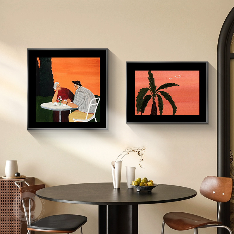 中古风卧室床头装饰画法式覆古抽象人物客厅挂画小众艺术饭厅壁画