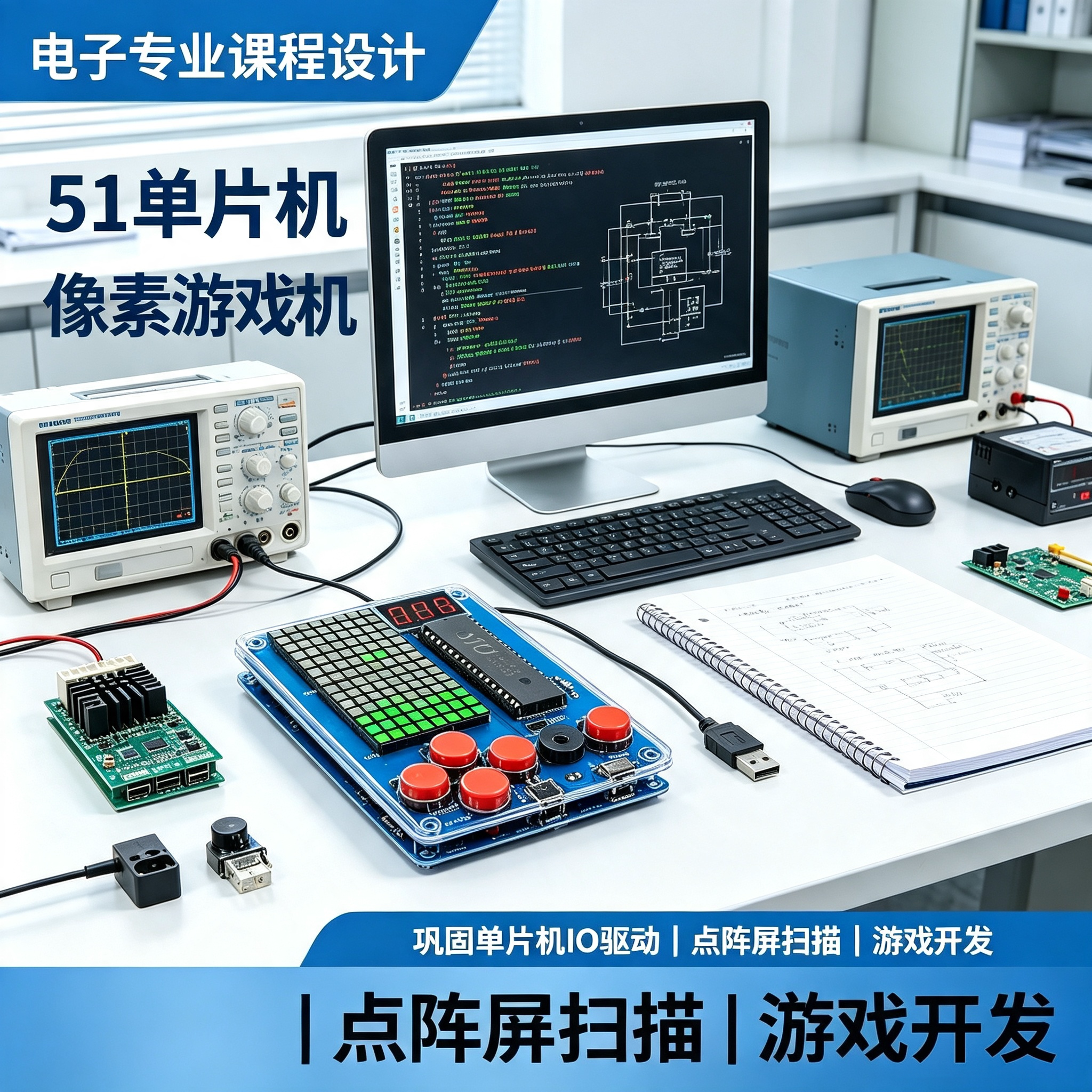 STC89C52/51像素游戏机套件