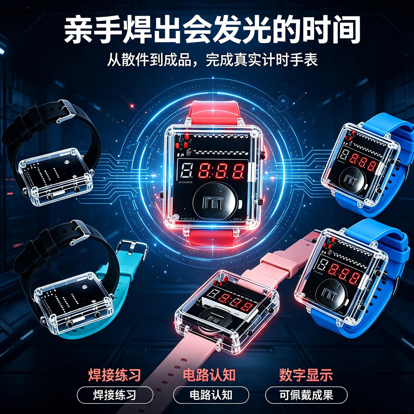 LED手表DIY套件多色可选创客