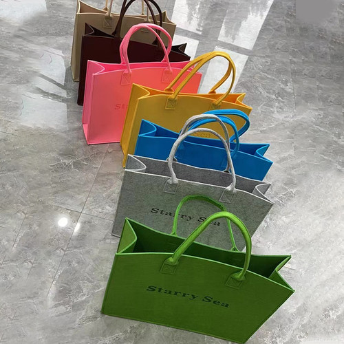 大号手提包毛毡大简约大容量女包