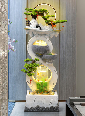 流水摆件循环水现代轻奢家居客厅招财鱼缸电视柜旁落地景观装饰品