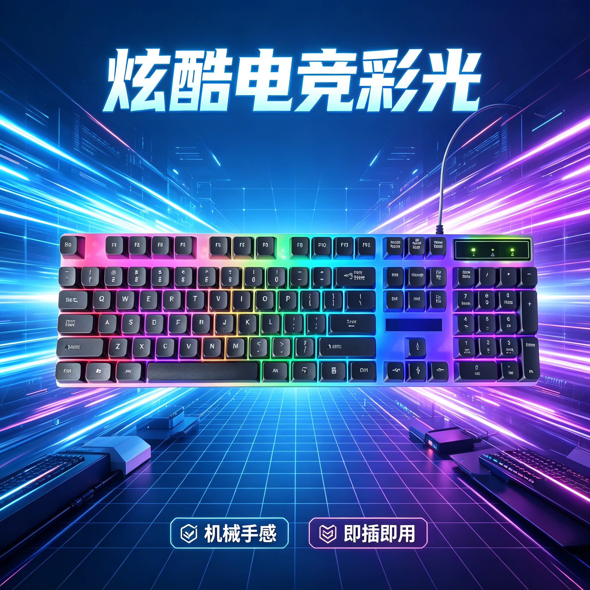 电竞游戏商务办公键盘鼠标套装有线笔记本台式机电脑办公USB直销