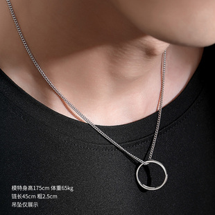 泰福银S925银项链女无吊坠毛衣链素链侧身链男挂绳配玉锁骨链银链