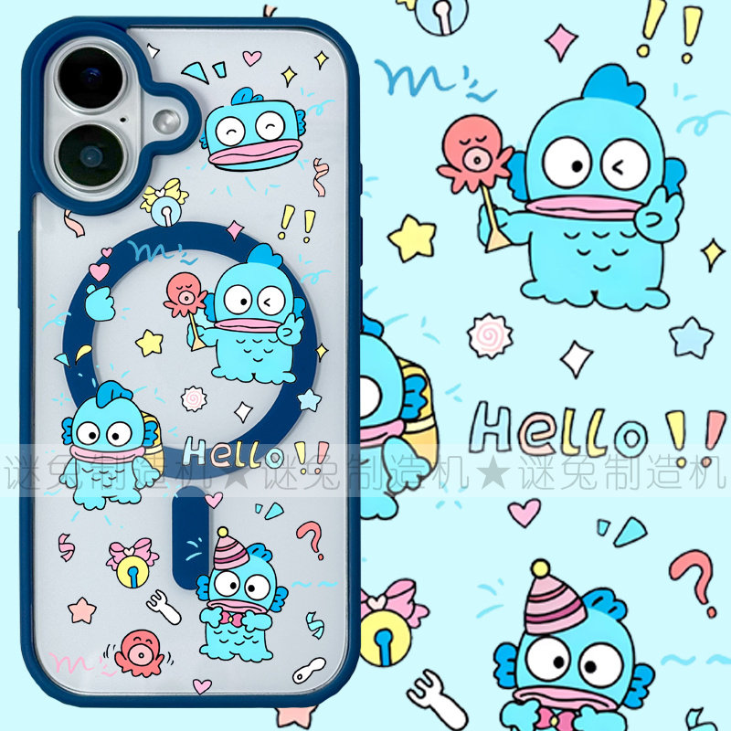 适用iphone17promax苹果16手机壳MagSafe磁吸15支架14透明13人鱼汉顿25ultra丑鱼17卡通16e章鱼保护套7/8plus