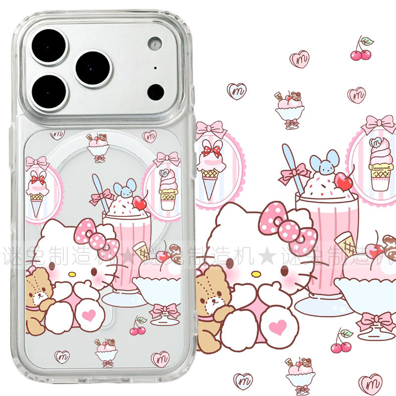 适用iphone17promax苹果17手机壳MagSafe磁吸18支架18pro透明16小熊kitty猫26ultra卡通kt猫保护套15/16e/17e