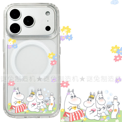 适用iphone17promax苹果17手机壳MagSafe磁吸18支架18promax透明16姆明15河马14卡通13花朵三星保护套16e/17e