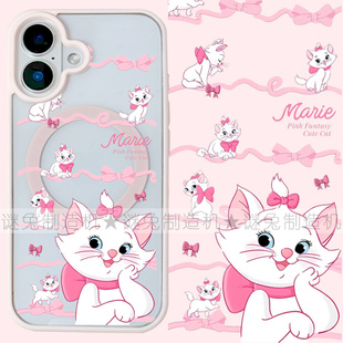 适用iphone17promax苹果17手机壳MagSafe磁吸15支架14透明13英文玛丽猫25ultra少女12卡通11可爱16保护套16e