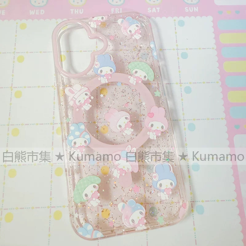 适用iphone17promax苹果17手机壳MagSafe磁吸16支架15透明14闪粉13爱心s26ultra美乐蒂17pro卡通少女保护套