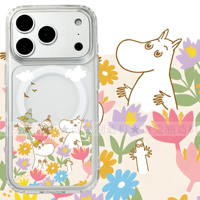 适用iphone17promax苹果17手机壳MagSafe磁吸16支架15透明14花朵13姆明26ultra河马17e卡通日系保护套女16e