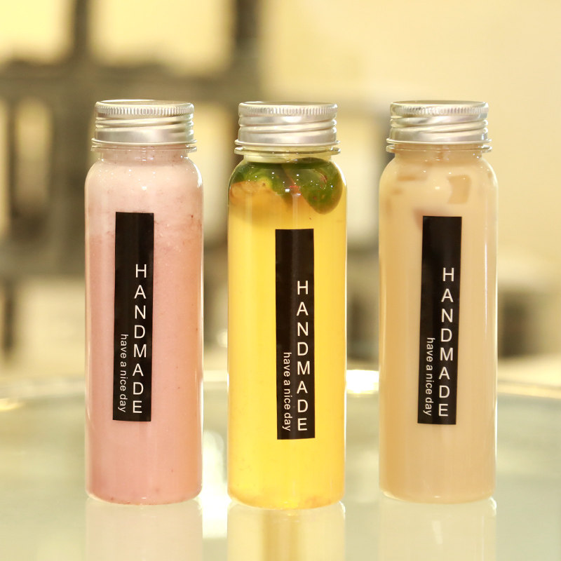 200ml一次性奶茶饮料瓶pet带盖果汁饮品外卖商用透明塑料瓶小容量