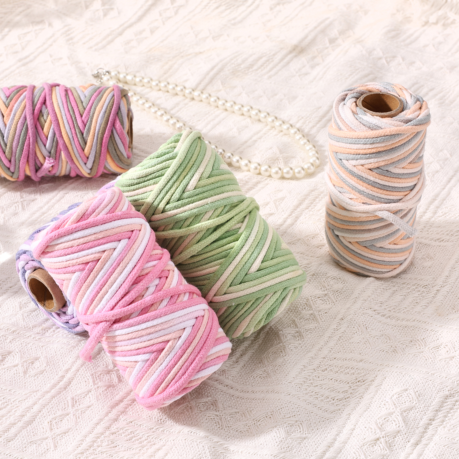 3mm包芯棉线棉绳手工编织包包挂毯diy材料纯棉手机编挂绳macrame