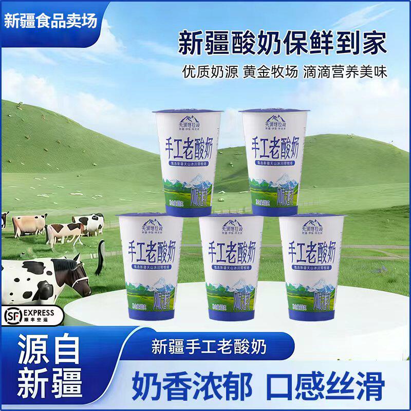 新疆天润喀拉峻手工老酸奶300g杯装新疆天山冰川牧场发酵乳酸奶