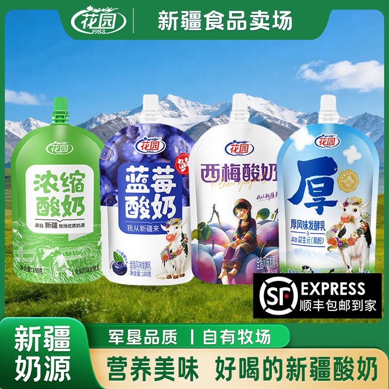 花园酸奶浓缩蓝莓西梅厚酸奶组合装160克*12袋风味发酵乳【顺丰】