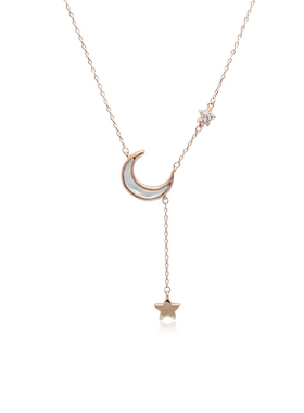 chomel新月缀星月牙儿珍珠母贝项链送礼星月锁骨链母亲节礼物3225