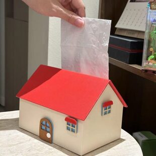 ins风家用摆件小房子卧室收纳盒颜值翻盖高创意可爱房间纸巾盒