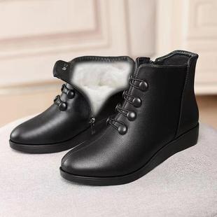 厚底增厚高保暖马绒丁女2025季年秋冬新靴款中老年妈妈鞋加加棉鞋