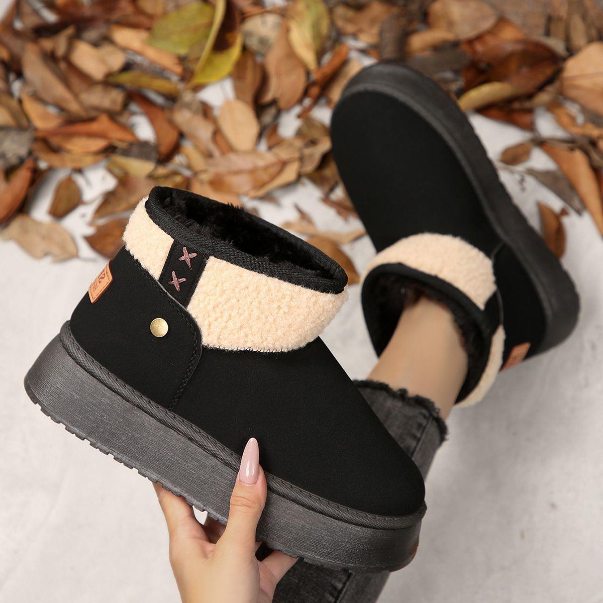 雪加靴地女款05新款冬季绒加厚保暖百搭2短靴女皮毛一体棉鞋2休闲