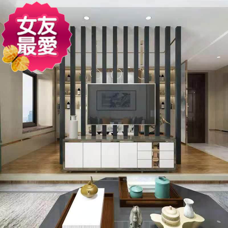 客厅屏风隔断电视 隔断木条19免背景墙  家用软g装玄关 禅意实木