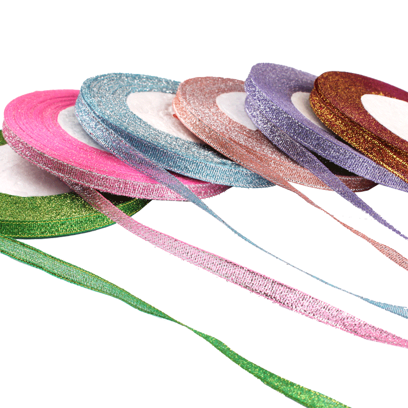 0.6cm丝带缎带金丝彩葱带绑带装饰银丝绸带礼盒彩带细打包6mm红色