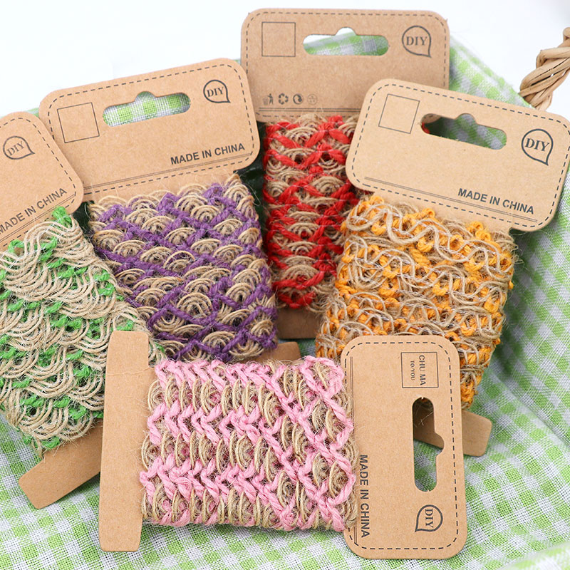 1cm彩色编织麻绳 镂空麻线花边diy手工配饰瓶子服饰帽子幼儿环创