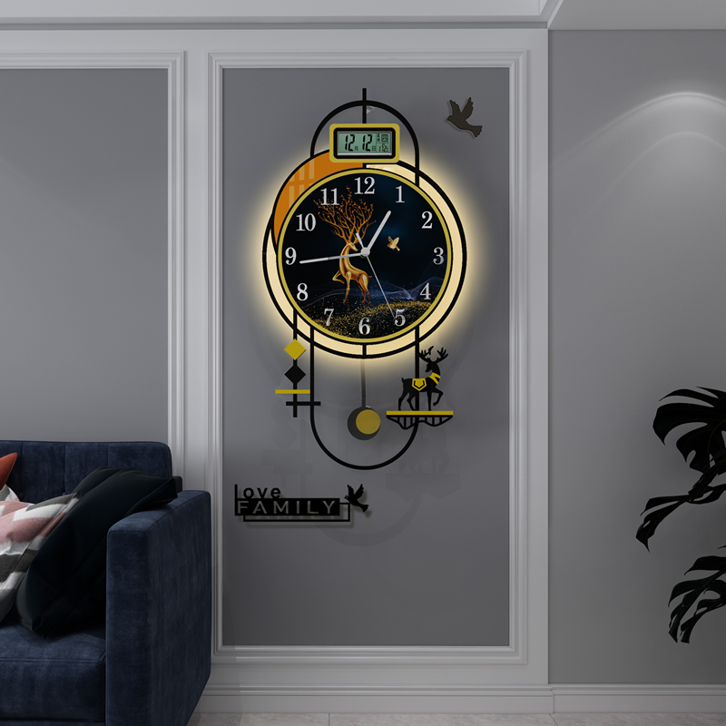 2022新款挂钟客厅家用时尚大气钟表简约现代轻奢时钟壁灯挂墙装饰