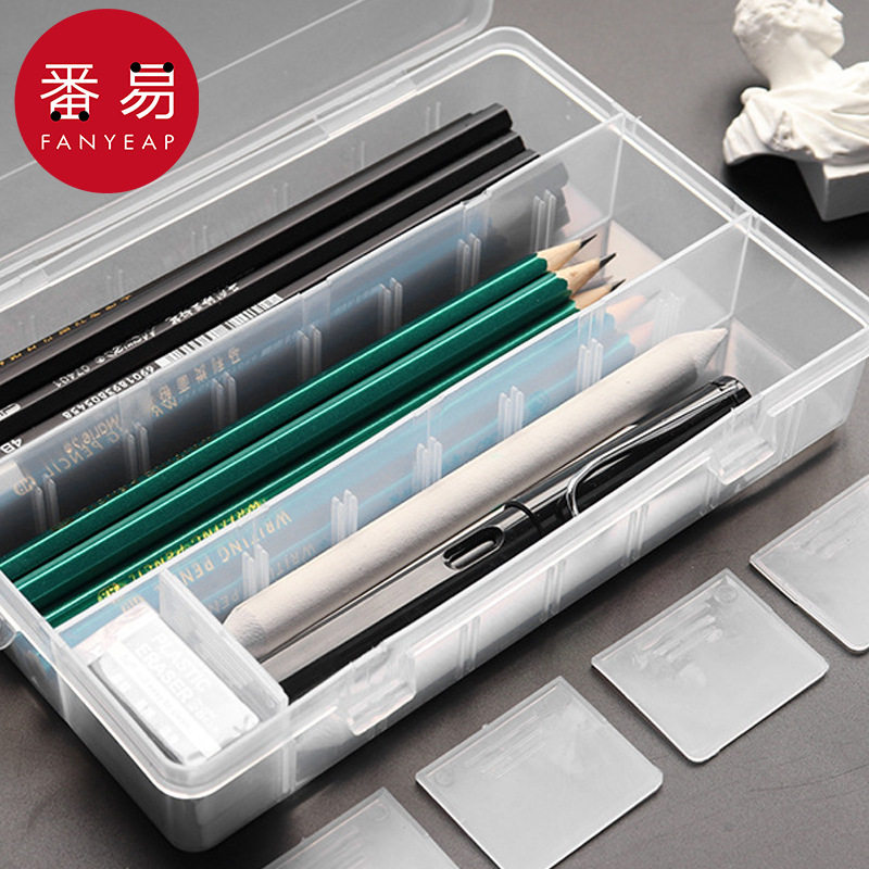收纳盒/画笔A1pn008-素描笔盒单层透明塑料工具箱大容量美术图片