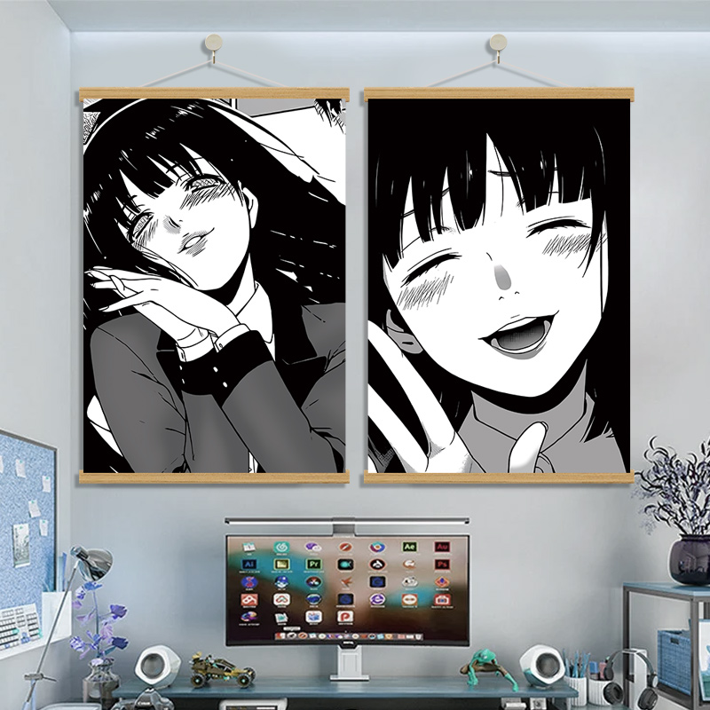 川上富江黑白日漫漫画少女现代装饰画室内卧室书房无框挂画二次元图片