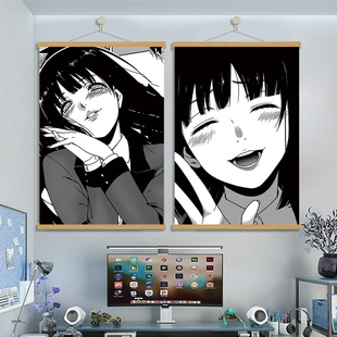 川上富江黑白日漫漫画少女现代装饰画室内卧室书房无框挂画二次元