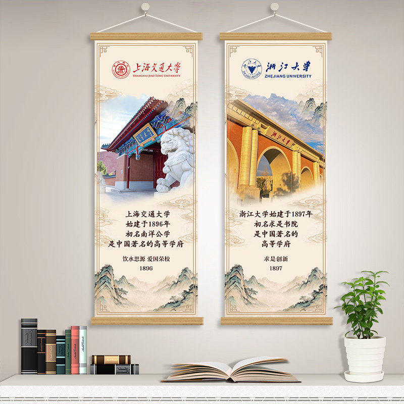 历史沿革宣传画中式大学校园挂画