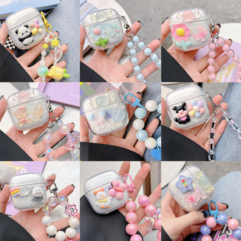 适用漫步者花再zero Air保护套透明壳DIY手工Edifier zeroair蓝牙耳机套EDF280030耳机壳创意女生手链款可爱