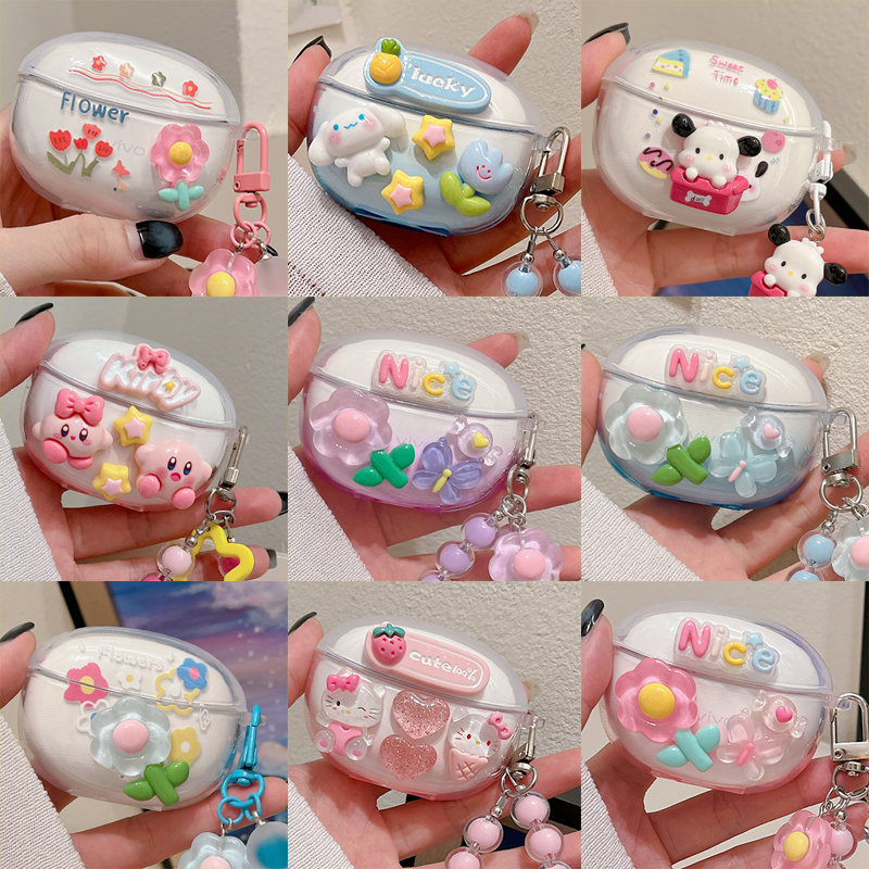 适用vivo tws3E保护套DIY款透明壳vivotws3e蓝牙耳机套女生款创意手链渐变vivo tws 3e耳机壳可爱创意ins女神