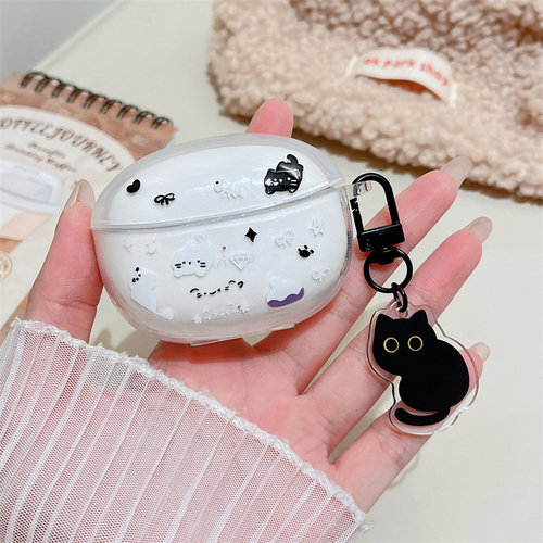 黑白猫咪适用vivo tws 5e主动智能降噪蓝牙耳机壳vivotws5e耳机套vivotws 5i保护套透明壳新款卡通创意小清新