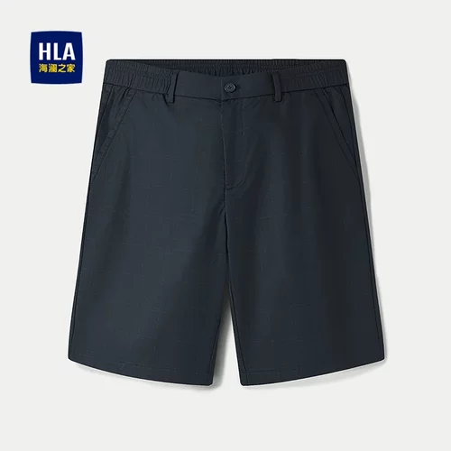 HLA/海澜之家修身休闲短裤春夏绣花简约商务通勤舒适裤子男