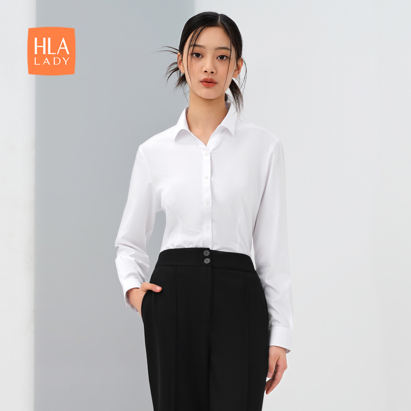 HLA/海澜之家白衬衫女士秋季商务长袖衬衣工装工作服正式制服上衣