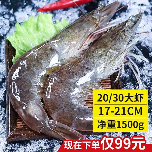 新鲜大虾青岛基围虾无冰特大顺丰