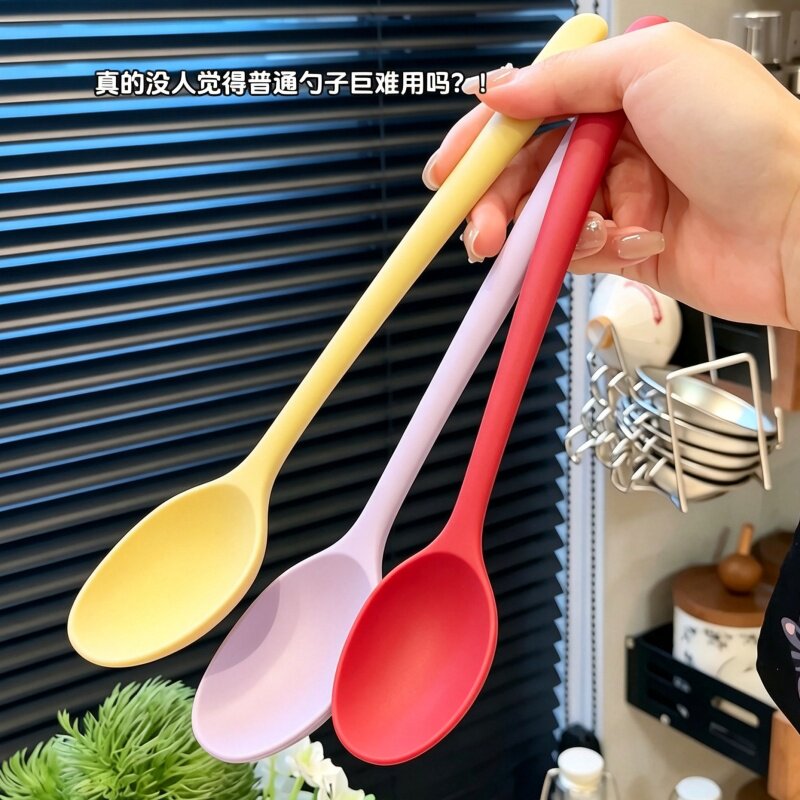 多巴胺彩色食品级硅胶长柄勺