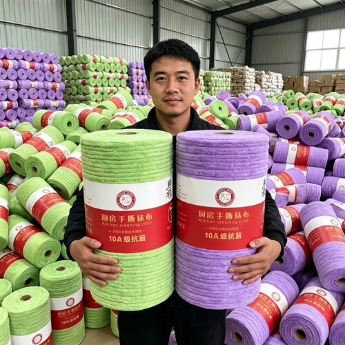 竹节绒周抛手撕吸水加厚洗碗布