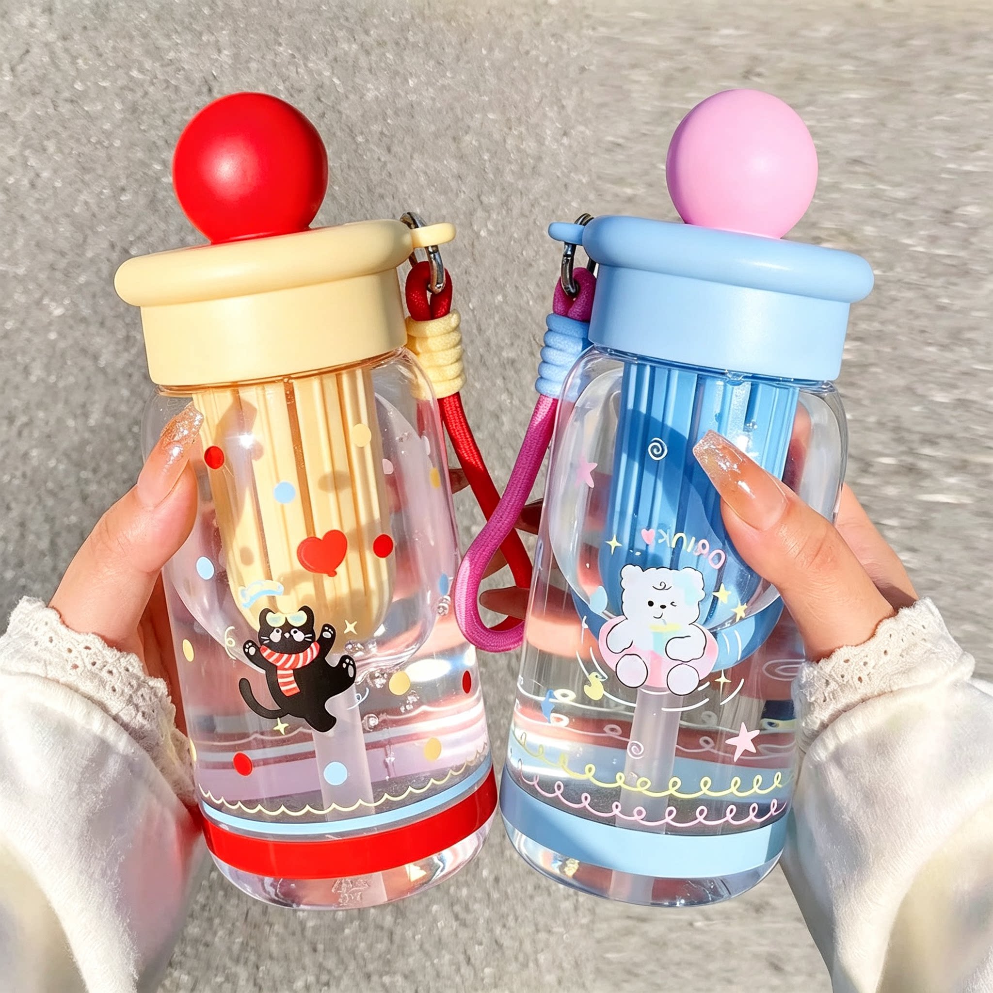 食品级塑料高颜值卡通吸管杯