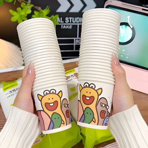 一次性纸杯加厚家用水杯加硬可爱热饮杯子防烫咖啡茶水杯饮水杯