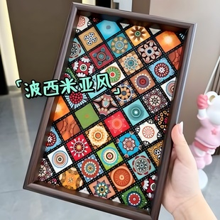 高档复古茶盘胡桃木首饰长方形轻奢木质收纳酒杯茶水文玩茶盘托盘