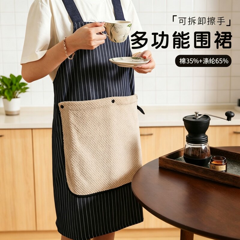 高颜值可拆卸防水防油加厚围裙
