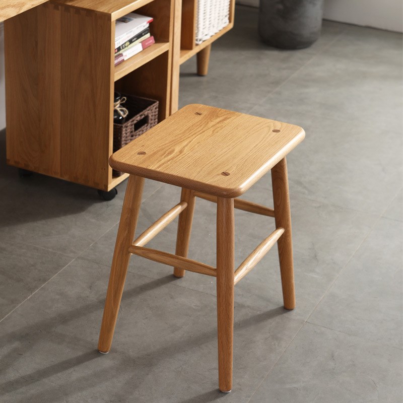 北欧实木小方凳日式橡木胡桃木餐凳家用化妆凳简约网红矮凳梳妆凳