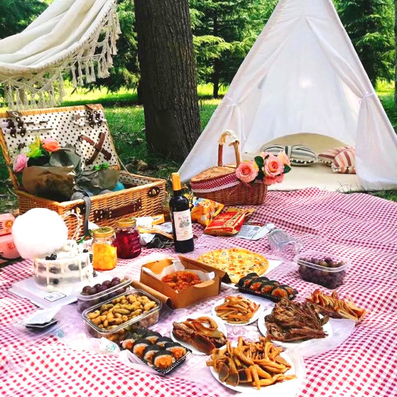 春季柳编野餐篮手提购物篮子野餐蓝子收纳篮带盖礼品篮子外贸